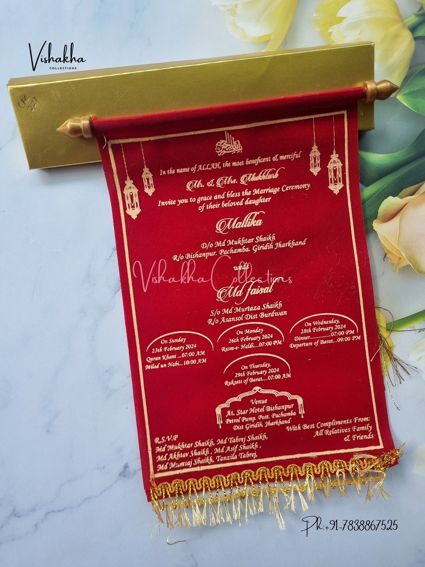Scroll Farman invitation Cards FC-055