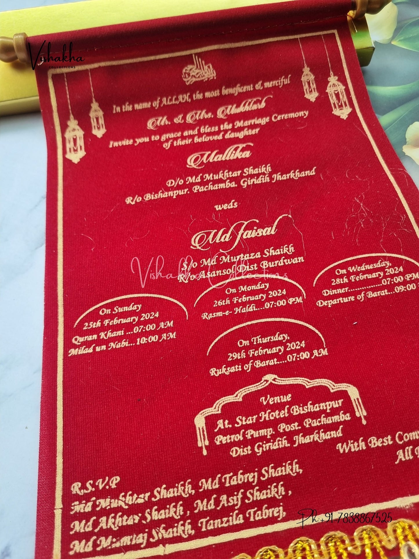 Scroll Farman invitation Cards FC-055