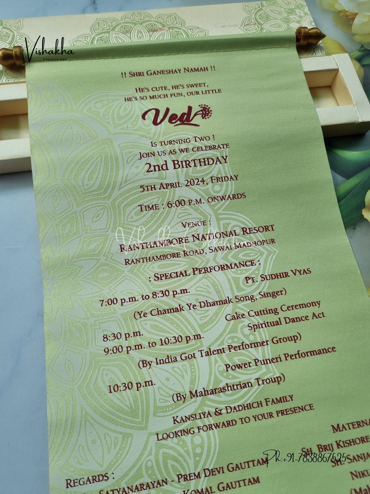 Scroll Farman invitation Cards FC-059