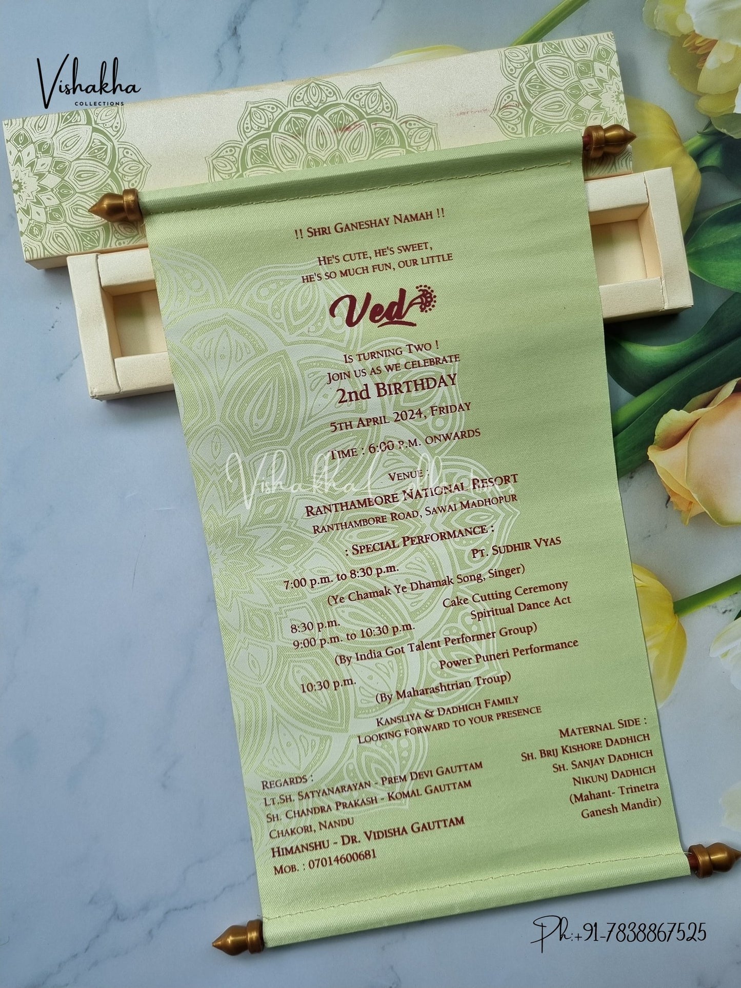 Scroll Farman invitation Cards FC-059
