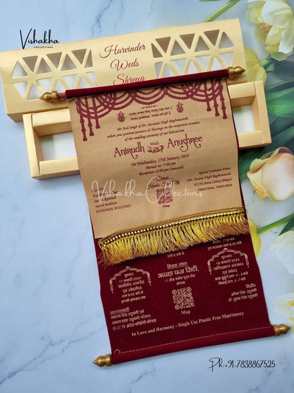 Scroll Farman invitation Cards FC-065