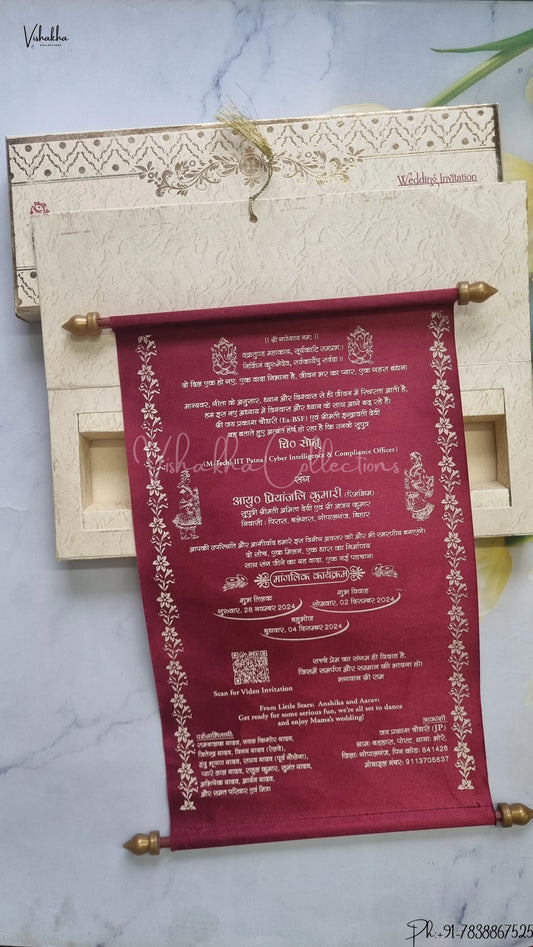 Hindu Muslim Christian Jain Sikh Scroll Farman Colored wedding invitation Cards FC-077