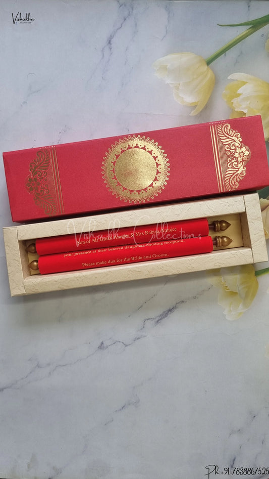 Hindu Muslim Christian Jain Sikh Scroll Farman Colored wedding invitation Cards FC-078