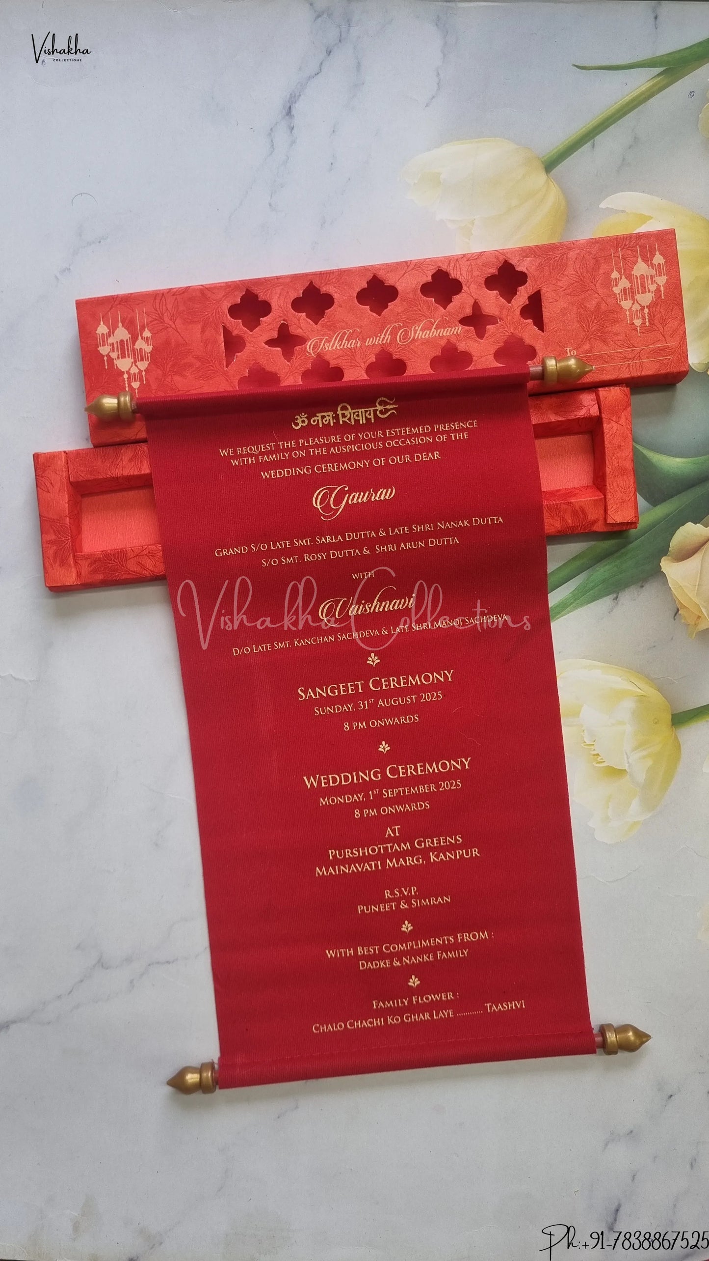 Hindu Muslim Christian Jain Sikh Scroll Farman Colored wedding invitation Cards FC-079