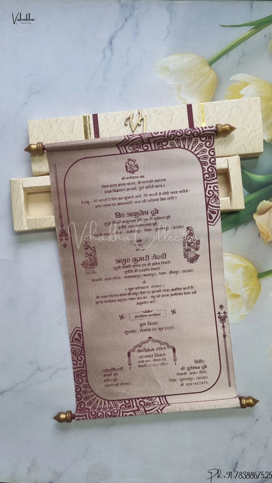 Hindu Muslim Christian Jain Sikh Scroll Farman Colored wedding invitation Cards FC-084
