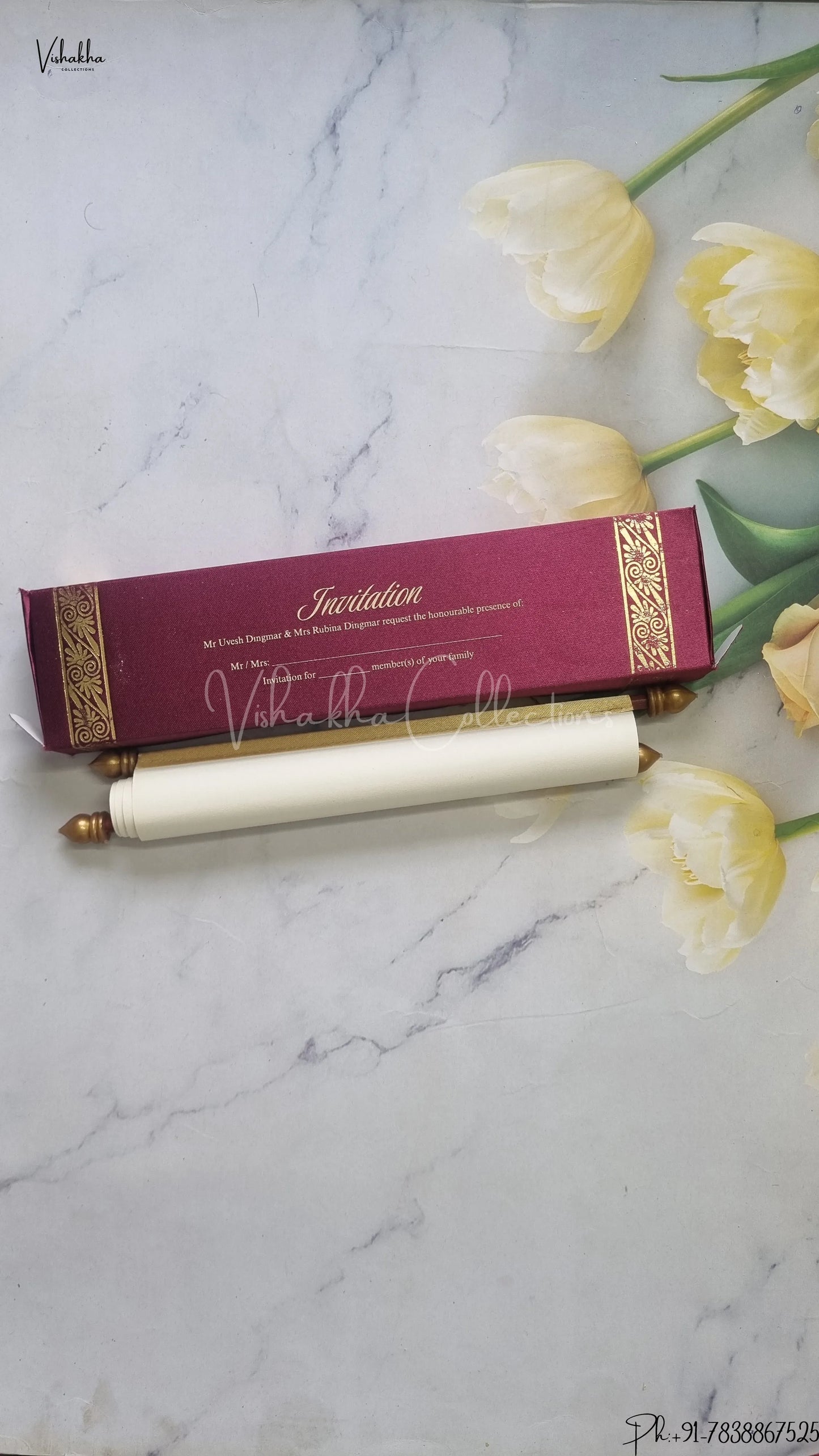 Hindu Muslim Christian Jain Sikh Scroll Farman Colored wedding invitation Cards FC-096