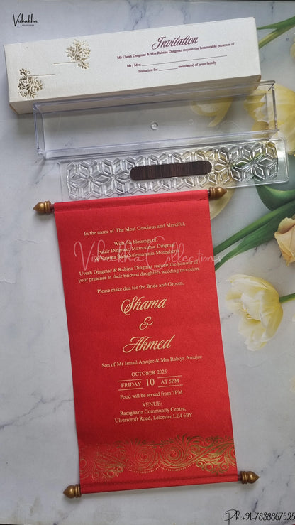 Hindu Muslim Christian Jain Sikh Scroll Farman Colored wedding invitation Cards FC-097