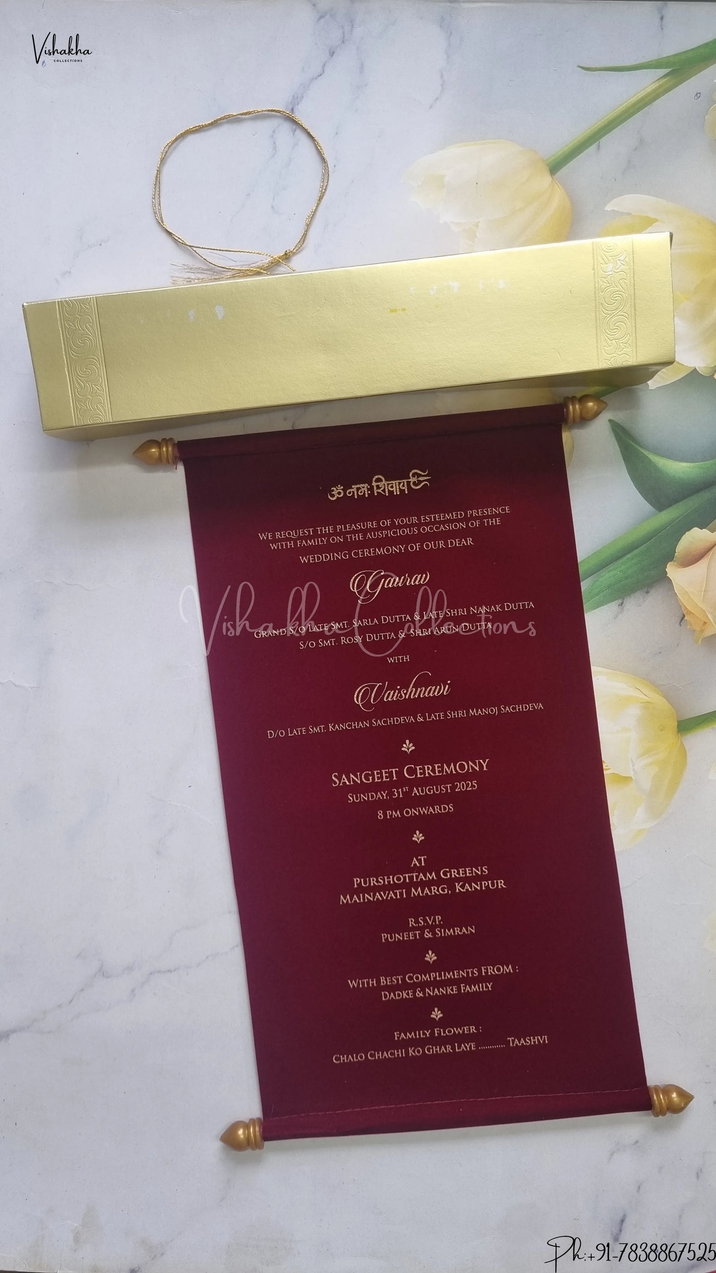 Hindu Muslim Christian Jain Sikh Scroll Farman Colored wedding invitation Cards FC-101