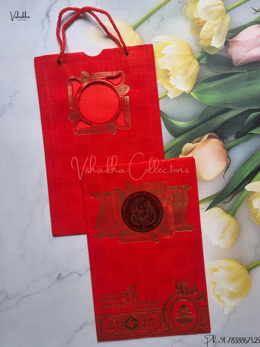 Ganesh Ji Hindu Red Colored wedding invitation Cards GS-10