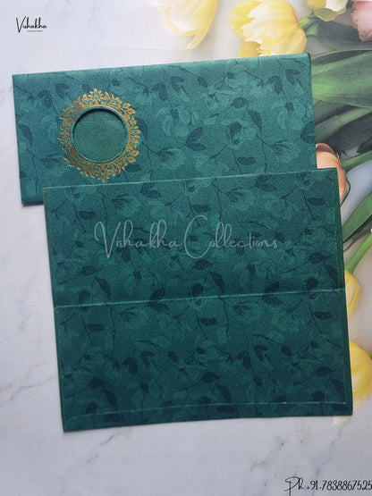 Flower Hindu Muslim Christian Jain Sikh Dark Green Colored wedding invitation Cards GS-107