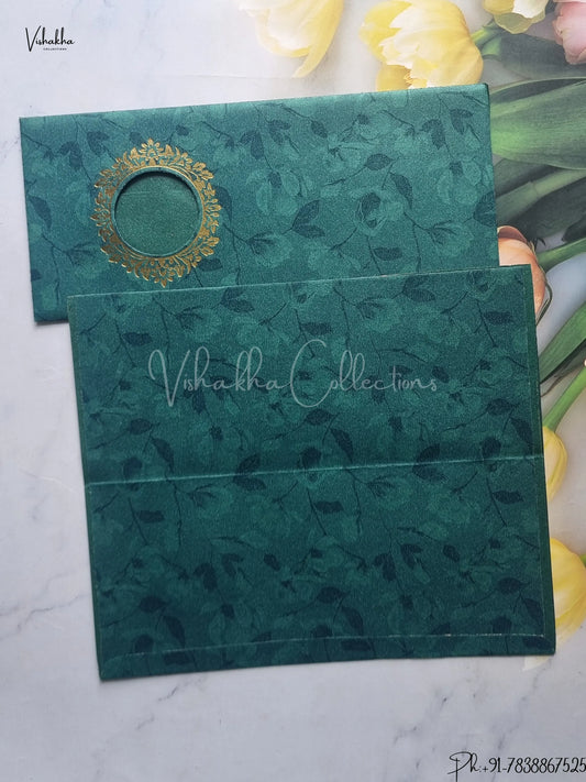 Flower Hindu Muslim Christian Jain Sikh Dark Green Colored wedding invitation Cards GS-107