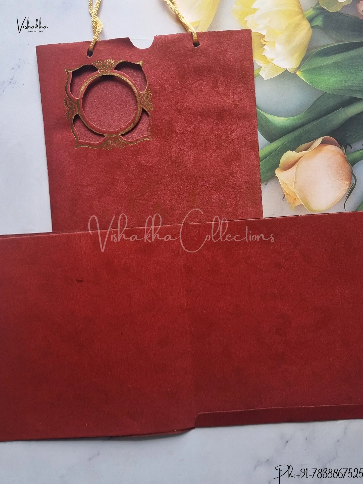 Hindu Muslim Christian Jain Sikh Carry Bag Rust Colored wedding invitation Cards GS-114