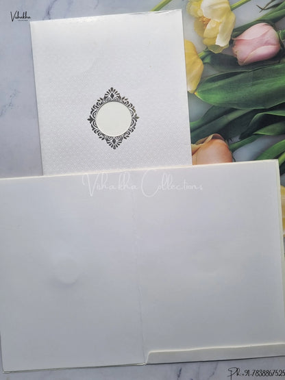 Semi Box Flower Hindu Muslim Christian Jain Sikh Cream And White Colored wedding invitation Cards GS-115
