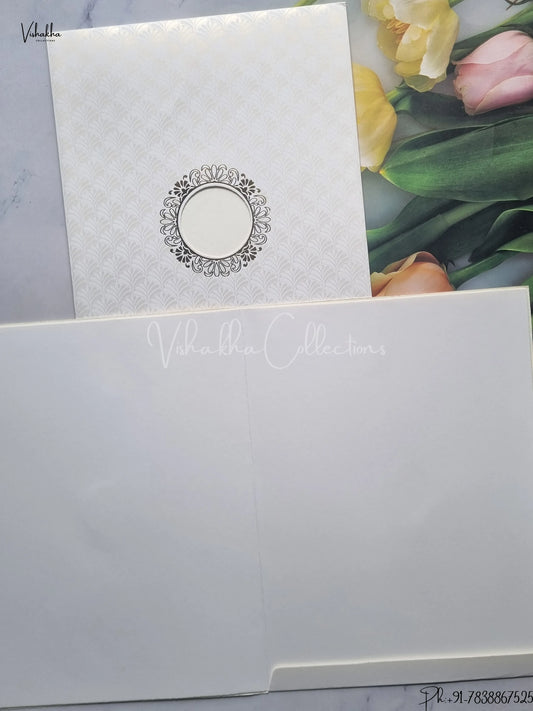 Semi Box Flower Hindu Muslim Christian Jain Sikh Cream And White Colored wedding invitation Cards GS-117