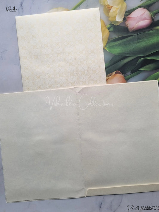 Semi Box Flower Hindu Muslim Christian Jain Sikh Cream And White Colored wedding invitation Cards GS-120
