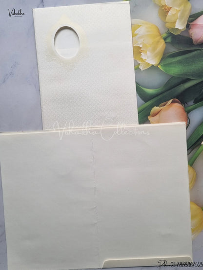 Radha Krishna Ganesh Ji Hindu Cream Colored wedding invitation Cards GS-122