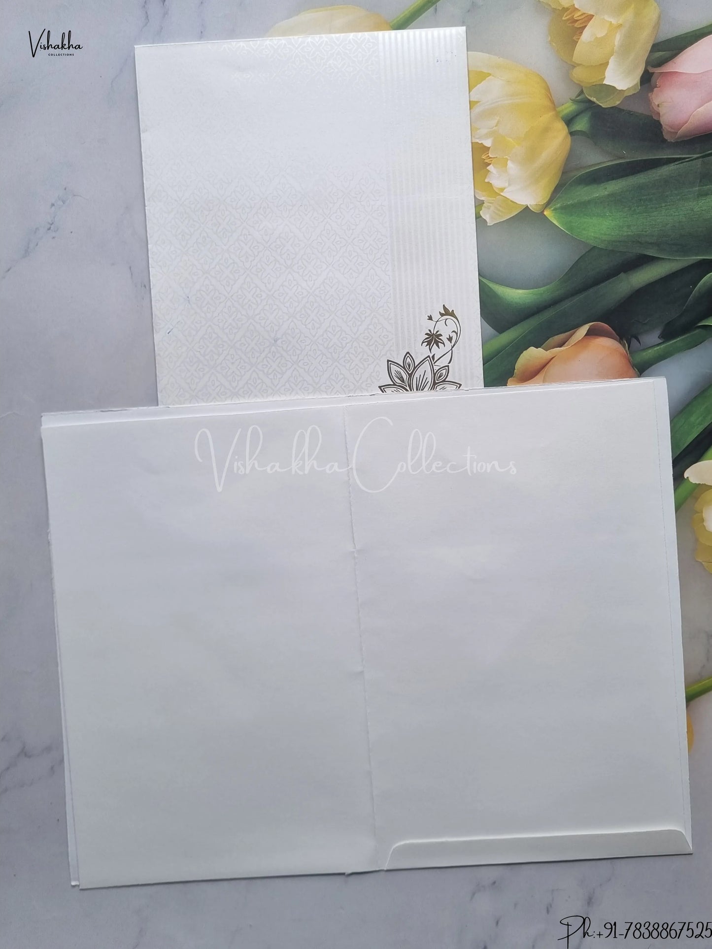 Flower Hindu Muslim Christian Jain Sikh White And Pink Colored wedding invitation Cards GS-124