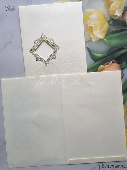 Flower Hindu Muslim Christian Jain Sikh Cream And Gold Colored wedding invitation Cards GS-126