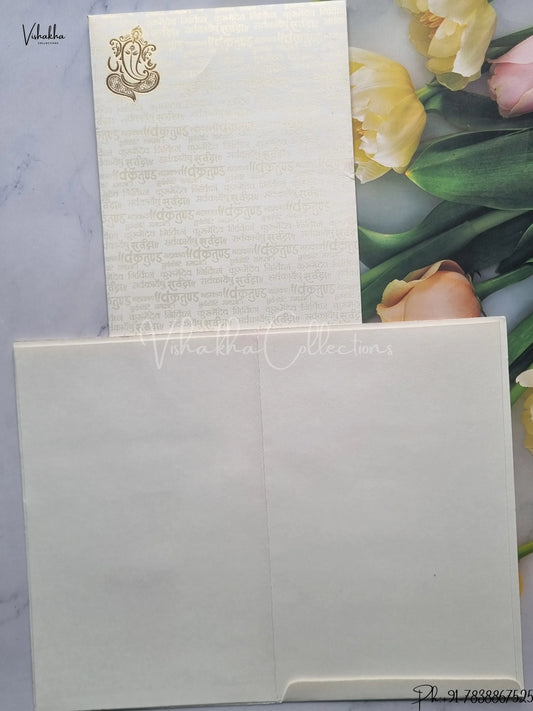 Ganesh Ji Hindu Cream Colored wedding invitation Cards GS-131