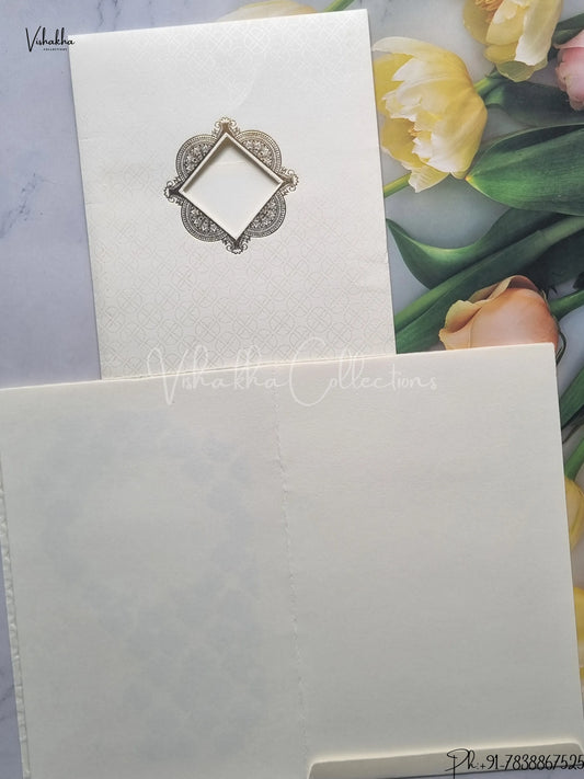 Flower Hindu Muslim Christian Jain Sikh White And Grey Colored wedding invitation Cards GS-132