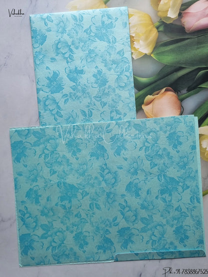 Flower Hindu Muslim Christian Jain Sikh Light Blue Colored wedding invitation Cards GS-133