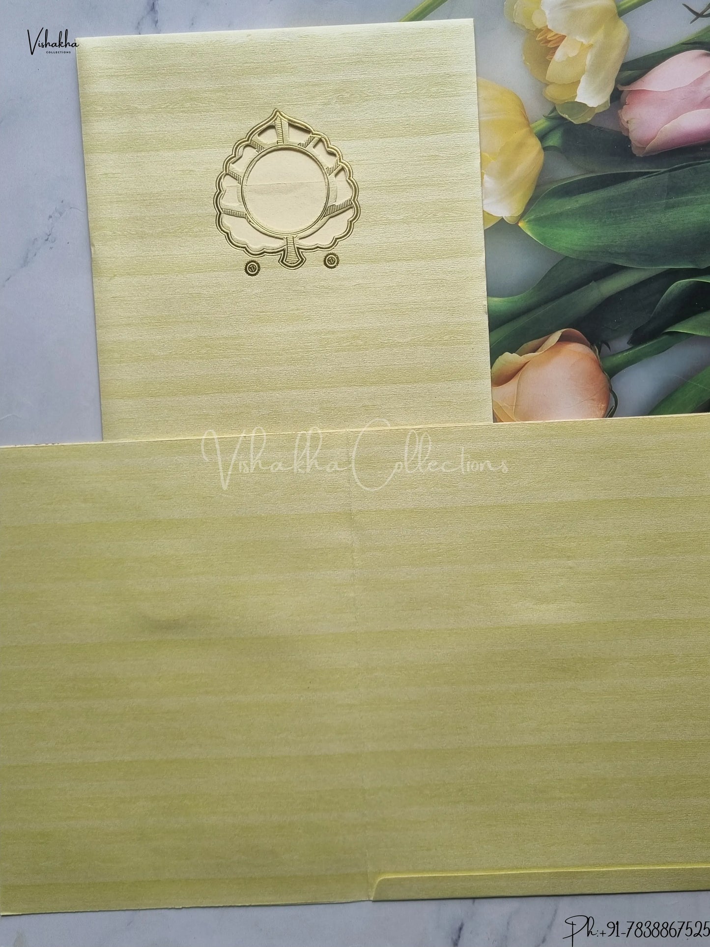 Semi Box Ganesh Ji Hindu Light Pastel Green Colored wedding invitation Cards GS-134