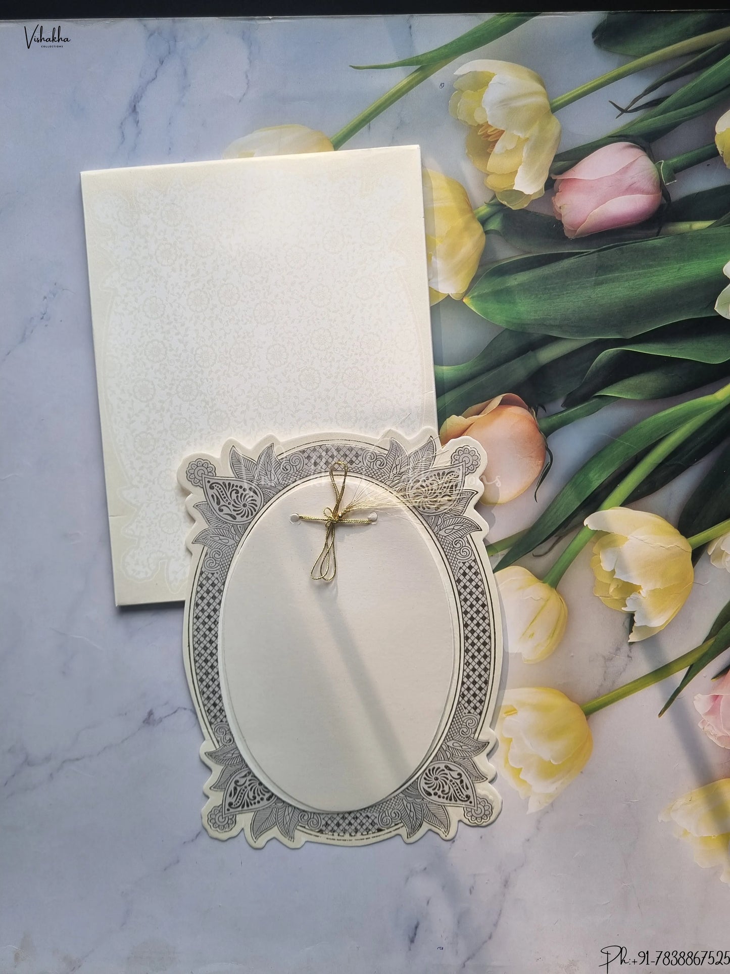 Radha Krishna Semi Box Ganesh Ji Hindu Light Blue Colored wedding invitation Cards GS-139