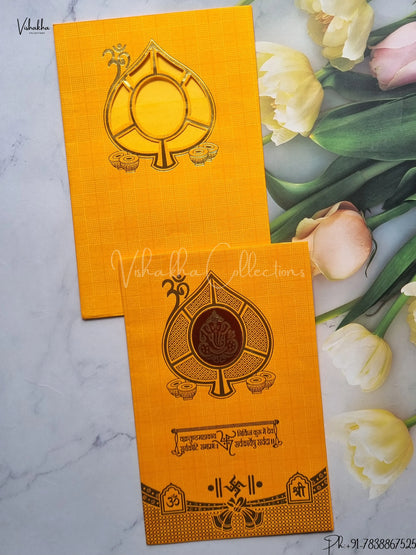 Ganesh Ji Hindu Yellow Colored wedding invitation Cards GS-17