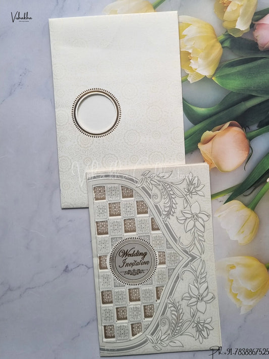 Hindu White And Grey Colored wedding invitation Cards GS-44