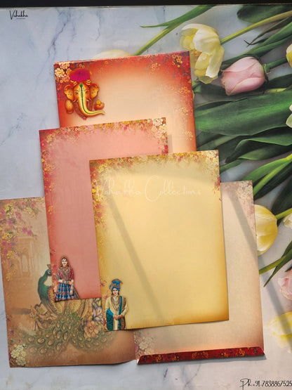 Semi Box Ganesh Ji Dulah Dulhan Hindu Red Colored wedding invitation Cards GS-4822