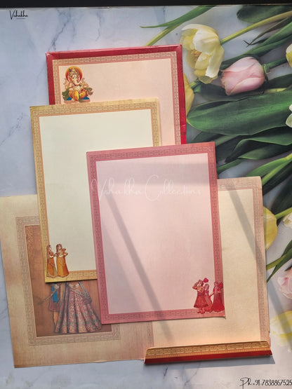 Radha Krishna Semi Box Ganesh Ji Dulah Dulhan Hindu Red Colored wedding invitation Cards GS-4825