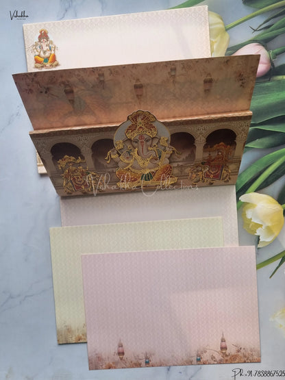 Barat Semi Box Ganesh Ji Hindu Multicolor Colored wedding invitation Cards GS-4836