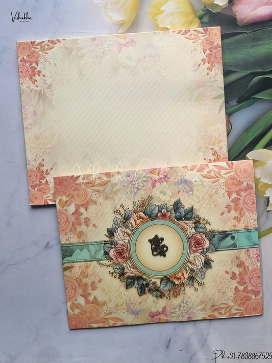 Semi Box Flower Hindu Muslim Christian Jain Sikh Light Yellow Colored wedding invitation Cards GS-4838