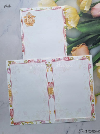 Ganesh Ji Flower Hindu White Colored wedding invitation Cards GS-4861