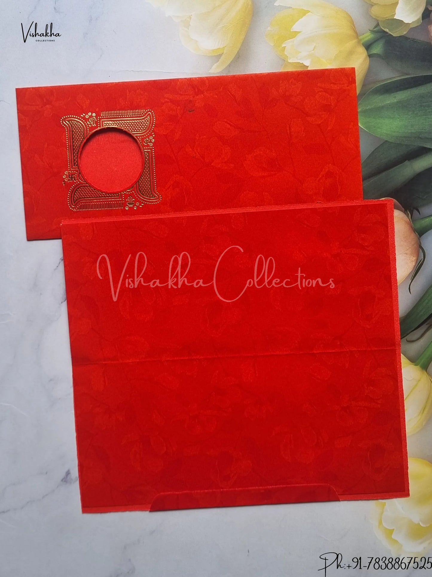 Ganesh Ji Hindu Red Colored wedding invitation Cards GS-50