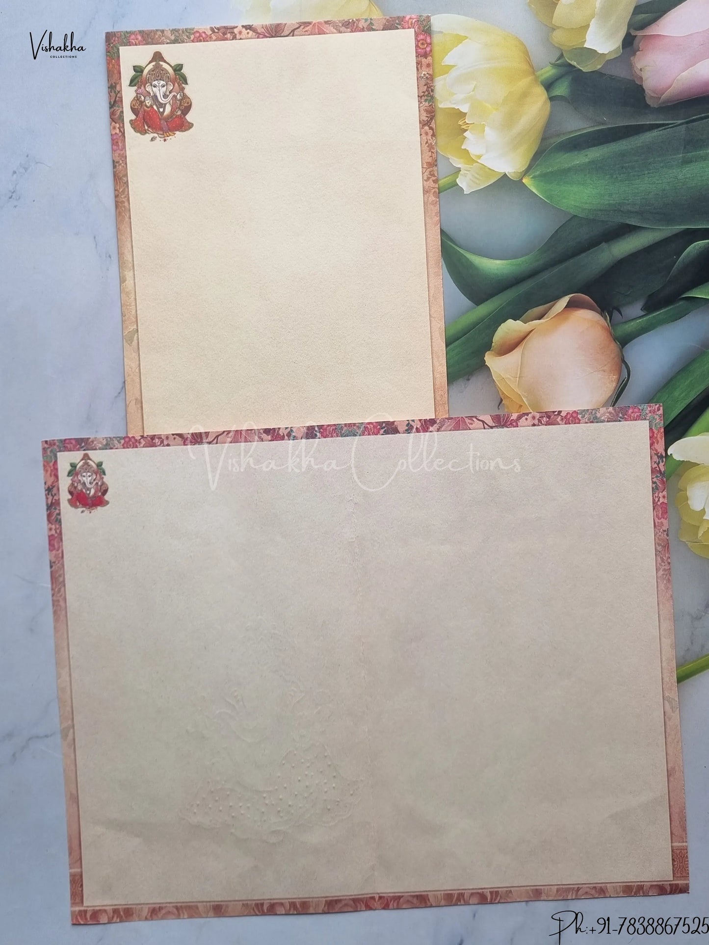 Ganesh Ji Dulah Dulhan Hindu Light Brown Colored wedding invitation Cards GS-5001