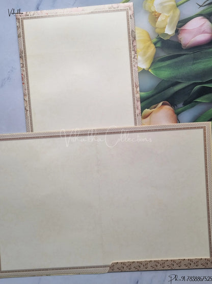 Semi Box Flower Hindu Muslim Christian Jain Sikh Light Brown Colored wedding invitation Cards GS-5009