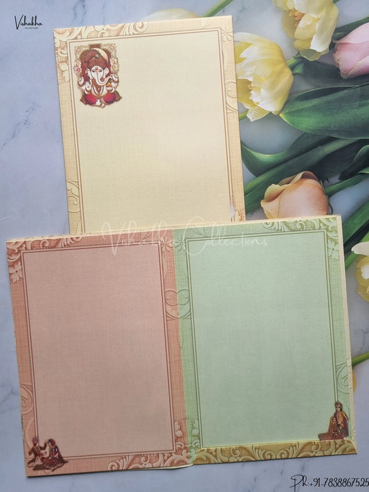 Ganesh Ji Dulah Dulhan Hindu Light Yellow Colored wedding invitation Cards GS-5020