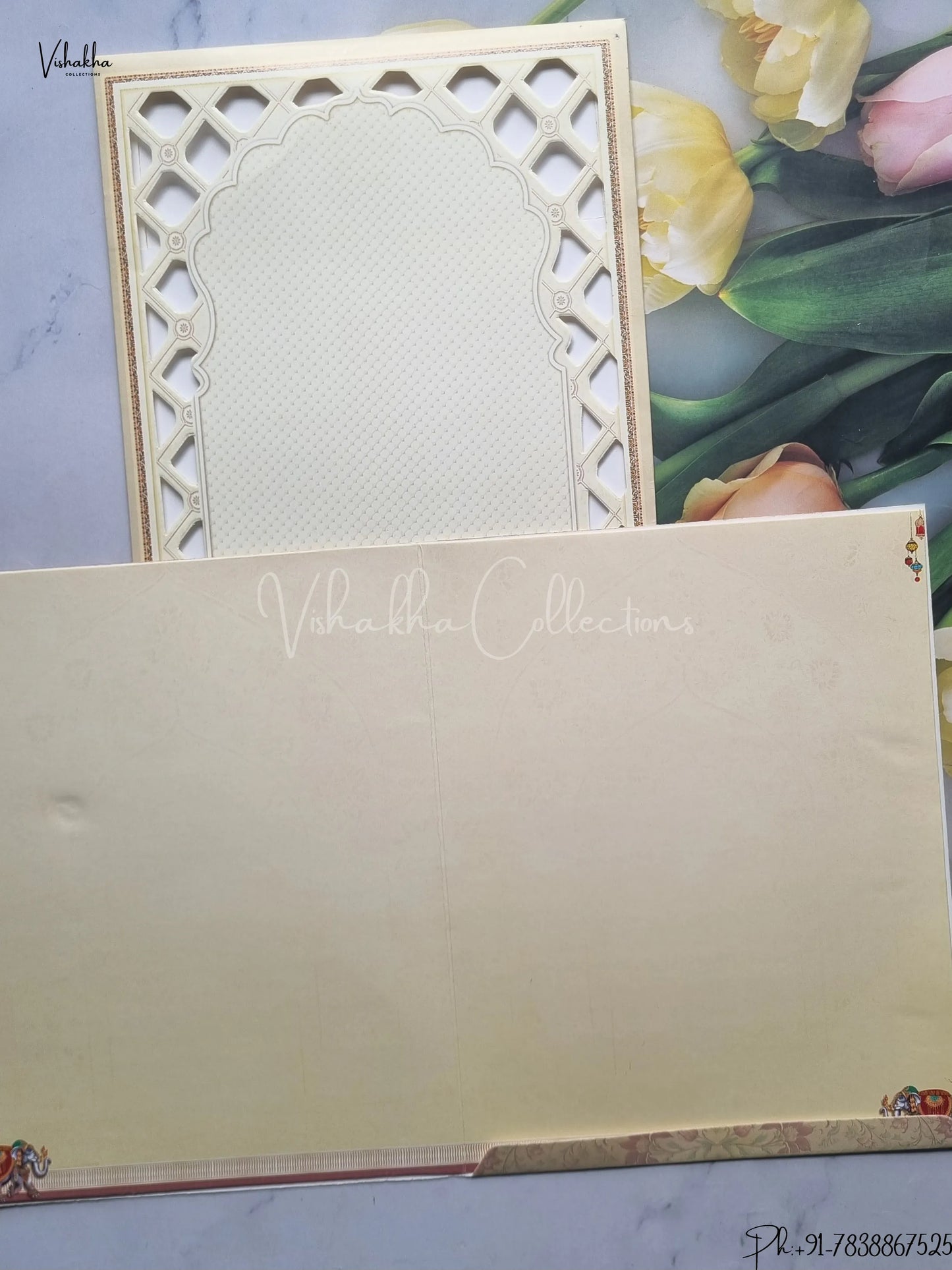 Ganesh Ji Dulah Dulhan Hindu Light Brown Colored wedding invitation Cards GS-5029