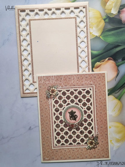 Flower Hindu Muslim Christian Jain Sikh Light Brown Colored wedding invitation Cards GS-5030