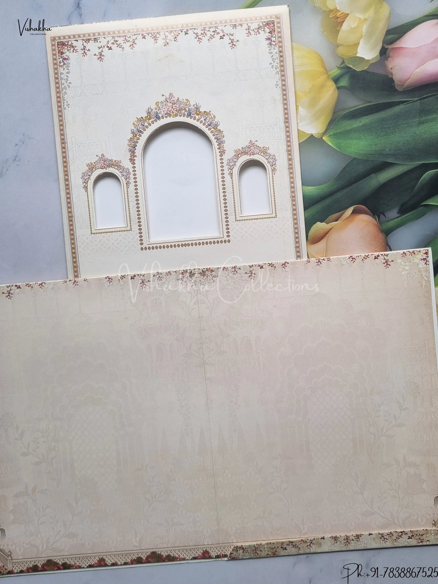 Hathi Ganesh Ji Dulah Dulhan Hindu Light Brown And Multicolor Colored wedding invitation Cards GS-5031