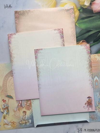 Semi Box Ganesh Ji Dulah Dulhan Hindu Multicolor Colored wedding invitation Cards GS-5036