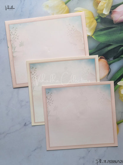 Ganesh Ji Hindu Peach With Multicolor Colored wedding invitation Cards GS-5038