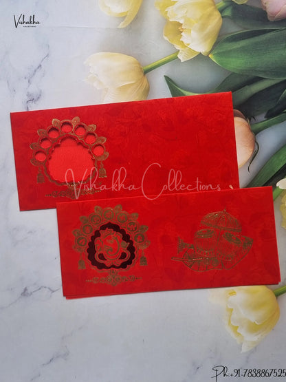 Ganesh Ji Hindu Red Colored wedding invitation Cards GS-51