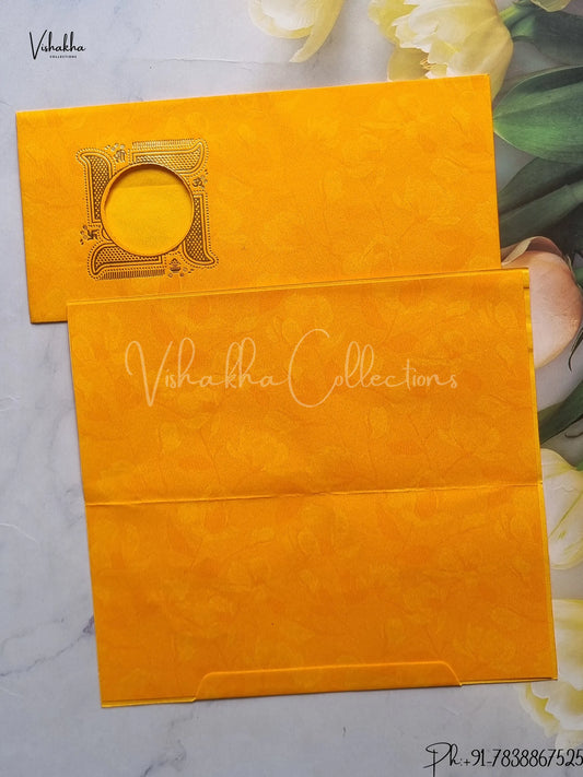 Ganesh Ji Hindu Yellow Colored wedding invitation Cards GS-52