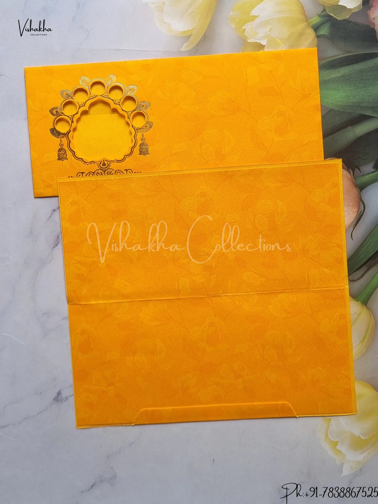 Ganesh Ji Hindu Yellow Colored wedding invitation Cards GS-54