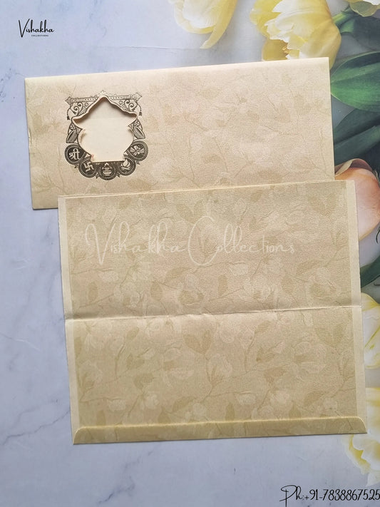 Ganesh Ji Hindu Beige Colored wedding invitation Cards GS-55