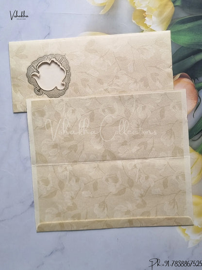 Ganesh Ji Hindu Beige Colored wedding invitation Cards GS-57