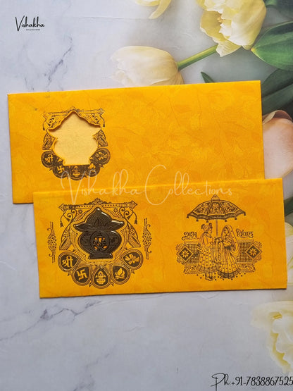 Barat Ganesh Ji Hindu Yellow Colored wedding invitation Cards GS-60