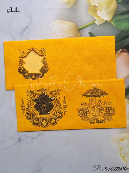 Barat Ganesh Ji Hindu Yellow Colored wedding invitation Cards GS-60
